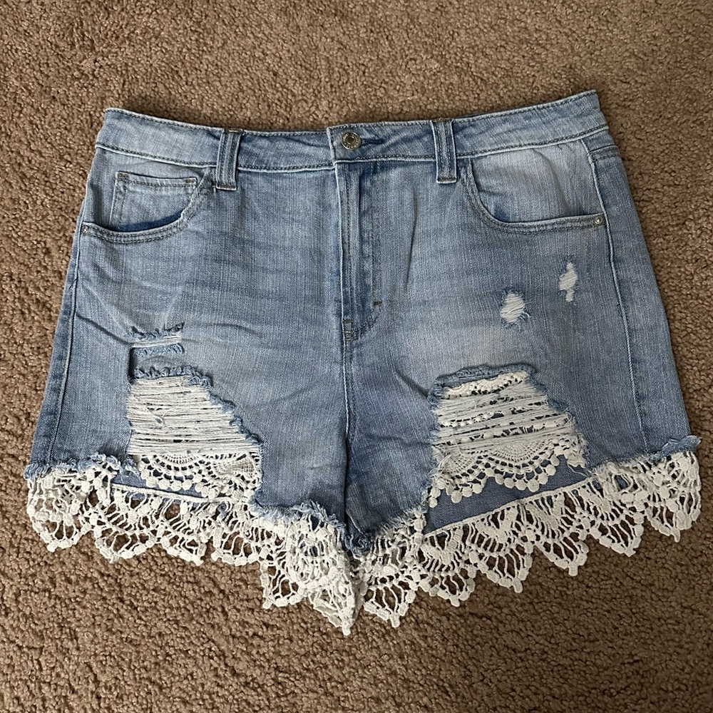 Francesca's Super High Rise Crochet Lace Shorts, Size 13